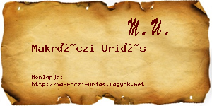 Makróczi Uriás névjegykártya